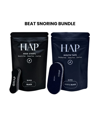 HAP Beat Snoring Bundle with Black Nose Strip and Mouth Tape
