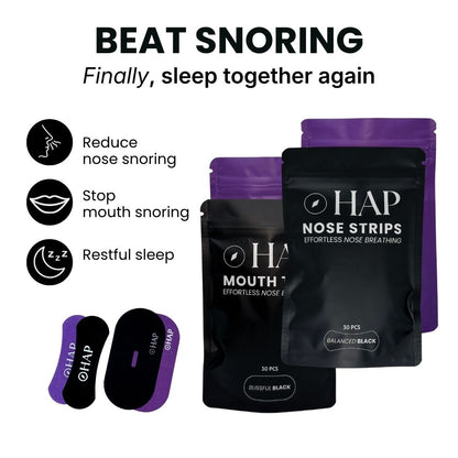 HAP Beat Snoring Bundle (Mouth Tape + Nose Strip)